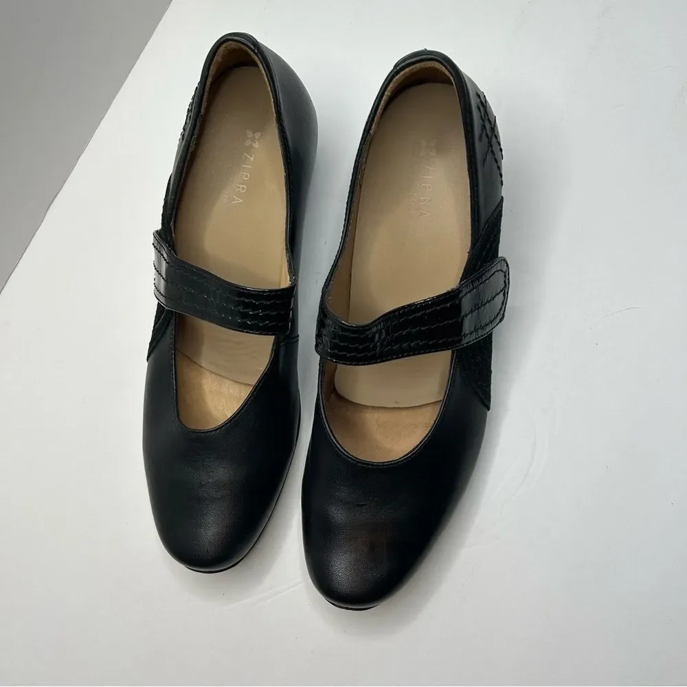 ZIeRA Black Mary Jane Leather Shoes with Strap 37